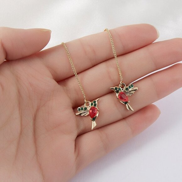 🍁2/30🍁NWT CUTE Little Bird dangle & Drop Long Hanging Hummingbird Earrings - Picture 1 of 14